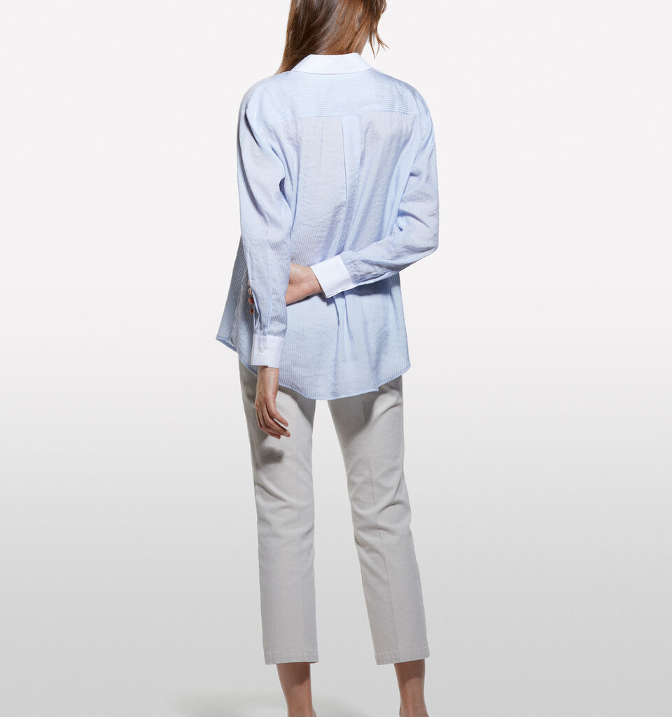 Light blue striped comfort fit shirt - women's shirts - Light Blue | Sisley image number 2